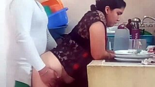 Specific wife begs neighbor not to fuck her tight wet pussy in kitchen before husband arrives