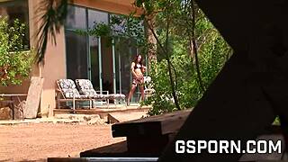 cuckold watches redhead milf doggystyle creampie in lingerie