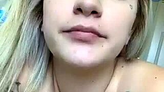 blonde teen with big tits goes topless on webcam shaking her huge ass