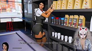 Brunette milf Anna reveals big tits in upskirt skirt and stockings tease ep 2