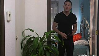 Cheating girlfriend bound bdsm deepthroat gagging fucked hard by friend cuckold