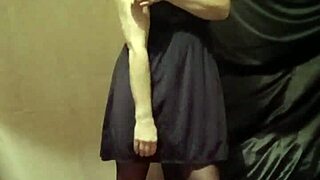French Slave's Self-Bondage Striptease Session Bent Over Doggystyle Teasing Tits