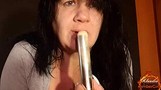 Klaudiaambergirl strips lingerie teasing natural big tits in slow solo masturbation