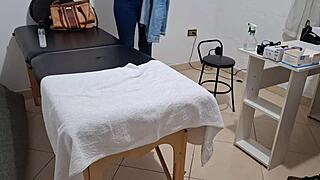 Real doctor performs intense anal rectal exam fingering submissive patient's tight ass on hospital desk