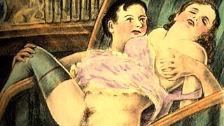 vintage erotic scenes unfold in antique style