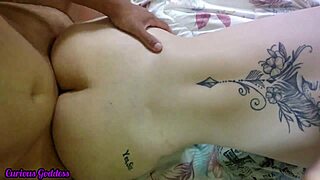 damn this curious goddess brunette with small tits big ass hairy pussy in socks and sneakers gets fucked so good