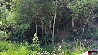 we cumwalk beachside then fuck risky in bushes closeup brunette pov