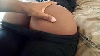 sliding cock between chocolate cheeks of big booty african sex doll