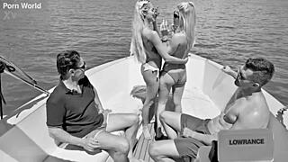 those deck divas candee licious and veronica leal share massive cock on boat dp foursome