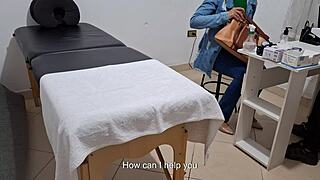 Real doctor performs intense anal rectal exam fingering submissive patient's tight ass on hospital desk