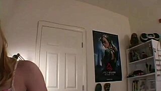 Blonde Backstage Slut Delivers Closeup Handjob Lick to Explosive Orgasm