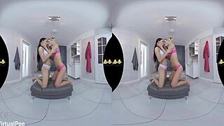 Euro lesbians rip clothes piss on shaved pussies while fingering hard 💦👭