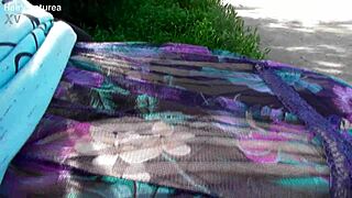 hairy mature flashes pussy through transparent dress