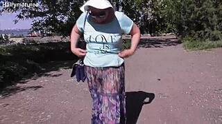 hairy mature flashes pussy through transparent dress