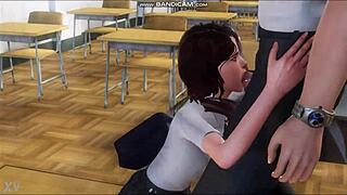 Brunette Lures Teacher Into Secret Classroom Suck Session Temptation Builds