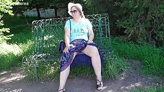 hairy mature flashes pussy through transparent dress