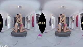 Euro lesbians rip clothes piss on shaved pussies while fingering hard 💦👭