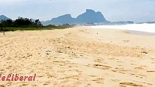 milf flashes micro bikini to studs on rio beach outdoor 🔥🏖️