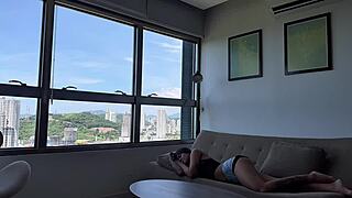 Babe slept sheetless, I fucked her hard without mercy