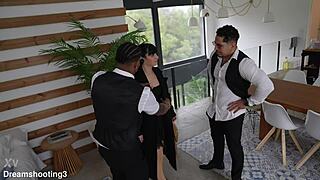 italiana gets revenge fucked hard by two friends in doggystyle and missionary