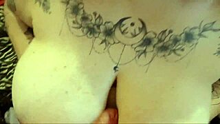 horny tattooed italian babe with big natural tits takes monster cock cumshot all over her boobs