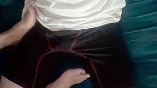 stepmom's Christmas toes stroke cock to cum blast surprise