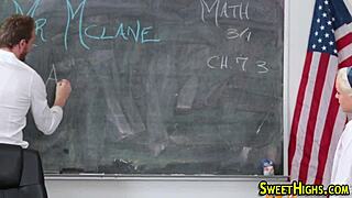 tiny teen 18+ager classroom uniform sucks big cock swallows cum