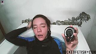 skinny bikini babe teases aquafilia underwater bathtub sex