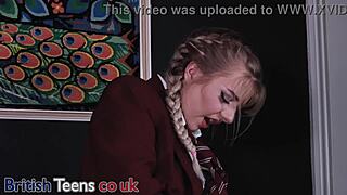 18yo blonde college student in lingerie pantyhose fucked hard creampie by teacher