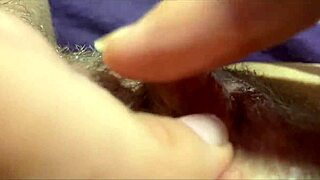 huge hairy clitoris gets intense close-up rubbing jerking to squirting orgasm fetish