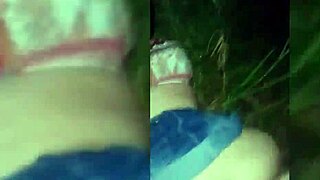 she owed cash no way out so she spread wide in the bushes for payment