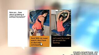 what if hot big tits brunettes finger and titty fuck you on gym sofa interactively?