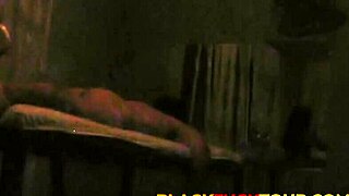 Ebony Babe Bent Over Big Ass for Interracial Doggystyle Creampie Massage