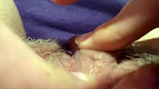 huge hairy clitoris gets intense close-up rubbing jerking to squirting orgasm fetish