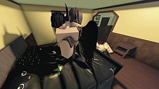 in roblox, she requests a wild threesome bot for group fun