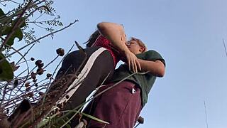 Fucking Hot Redhead Girlfriend in Public Park Doggystyle Cowgirl