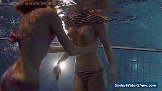 hey girls, wanna strip bikinis and get naked in the pool together?