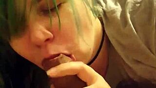 sexy amateur kneels for her first intense blowjob video