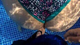 Latina milf big ass takes stranger's huge cock by public pool