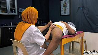 PATIENT'S MUSLIM HIJAB DOCTOR GIVES DICK CHECKUP HANDJOB PLAY!!