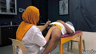 PATIENT'S MUSLIM HIJAB DOCTOR GIVES DICK CHECKUP HANDJOB PLAY!!