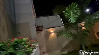 Brazilian Fitness Prostitute Rides Bent Over for Creampie in Public!