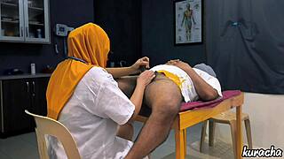 PATIENT'S MUSLIM HIJAB DOCTOR GIVES DICK CHECKUP HANDJOB PLAY!!