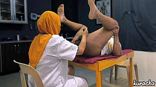 PATIENT'S MUSLIM HIJAB DOCTOR GIVES DICK CHECKUP HANDJOB PLAY!!