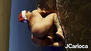 Hot beach stud fucks me doggy style as santa's naughty elf!