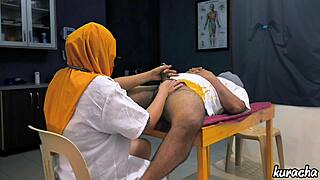 PATIENT'S MUSLIM HIJAB DOCTOR GIVES DICK CHECKUP HANDJOB PLAY!!