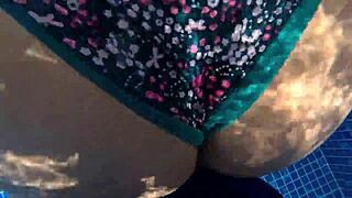 Latina milf big ass takes stranger's huge cock by public pool