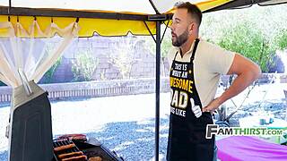 serena hill sneaks off at family bbq to slurp and fuck stepdad's thick meat