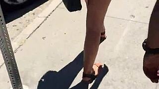 Sexy Booty Shorts Hug Voyeur Girl's Tempting Curves