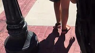 Sexy Booty Shorts Hug Voyeur Girl's Tempting Curves
